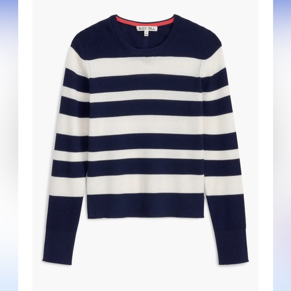 Alex Mill Sweaters - Alex Mill NWT Ava Navy Striped extra Fine Merino Wool Sweater Tee Top Timeless S